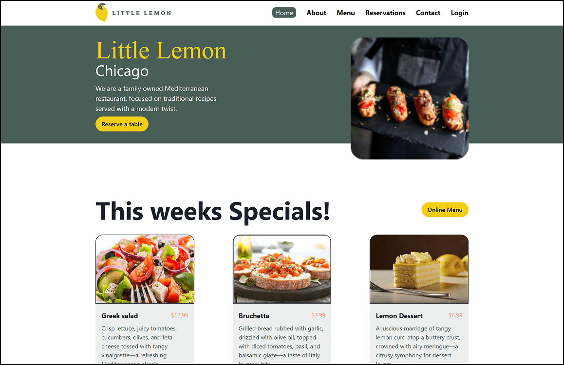 Little Lemon Restaurant project